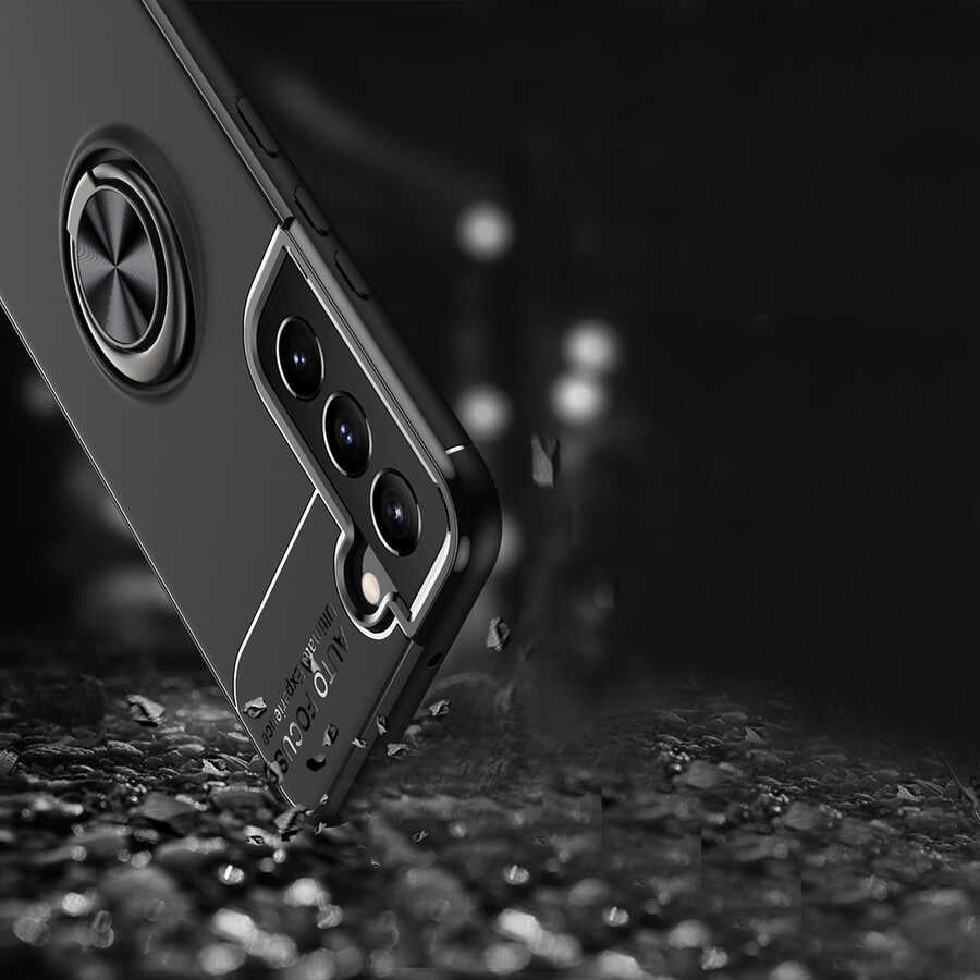 Galaxy S22 Kılıf Zore Ravel Silikon Kapak Siyah-Rose Gold