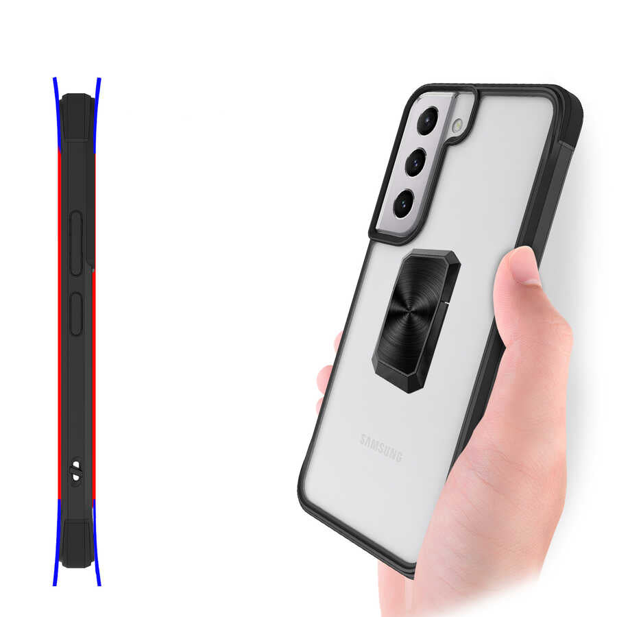 Galaxy S22 Kılıf Zore V-Bax Kapak Siyah