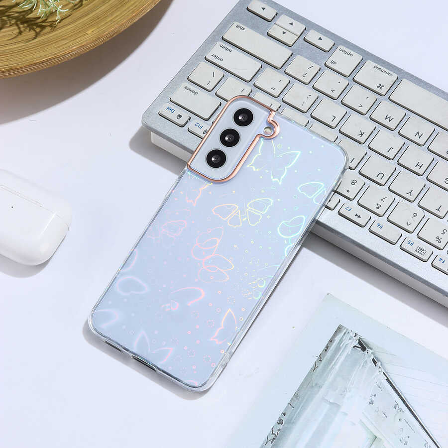 Galaxy S22 Plus Kılıf Zore Sidney Desenli Sert Kapak Butterfly No2