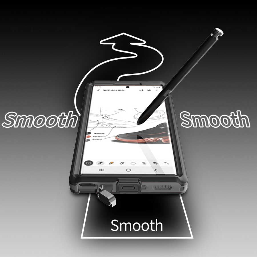 Galaxy S22 Ultra Kılıf 1-1 Su Geçirmez Kılıf Siyah