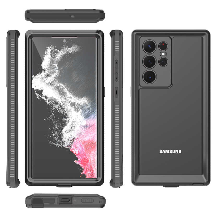 Galaxy S22 Ultra Kılıf 1-1 Su Geçirmez Kılıf Siyah