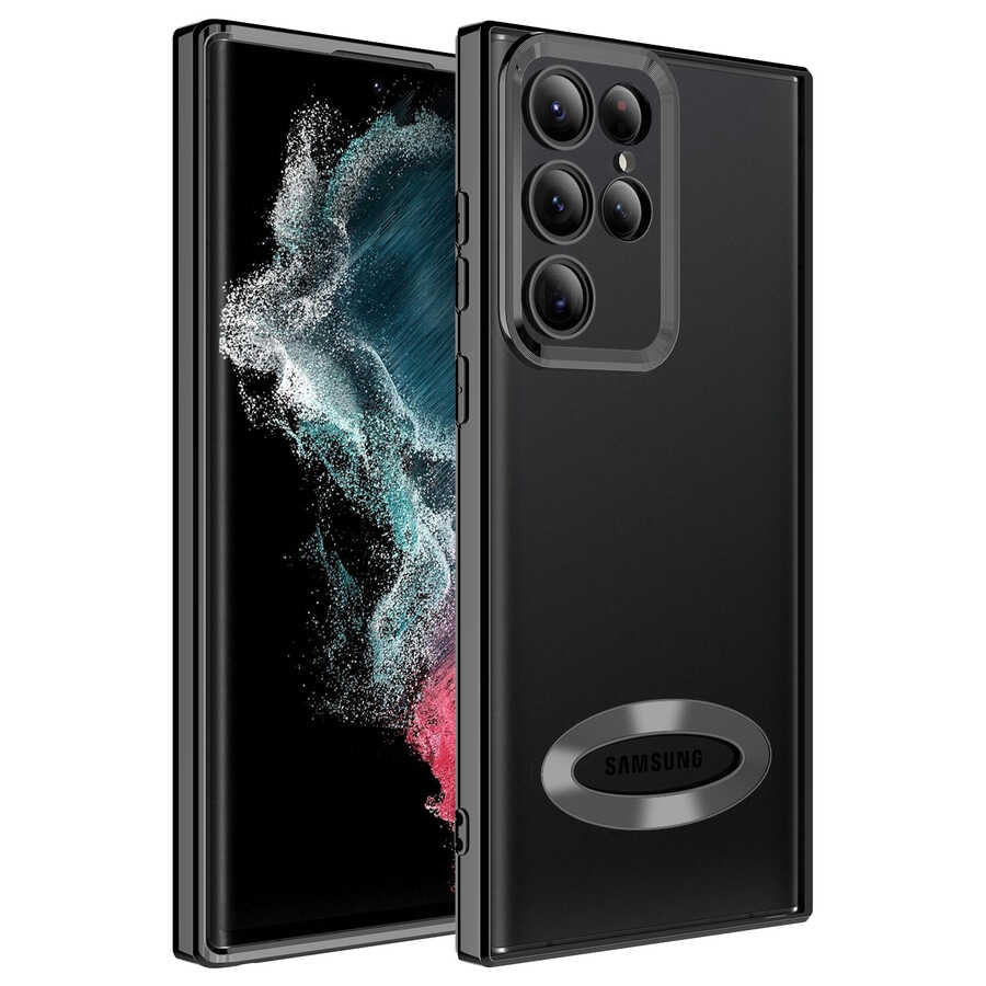 Galaxy S22 Ultra Kılıf Kamera Korumalı Logo Gösteren Zore Omega Kapak Siyah