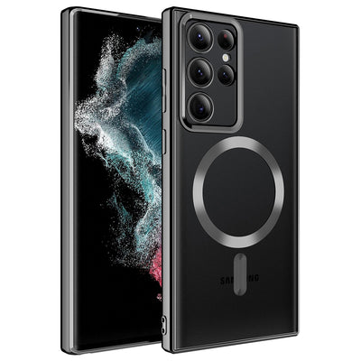 Galaxy S22 Ultra Kılıf M-safe Wireless Şarj Özellikli Zore Setro Silikon Gümüş