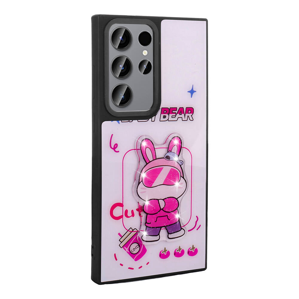 Galaxy S22 Ultra Kılıf Parlayan Kabartmalı İkonik Figürlü Zore Amas Silikon Kapak Siyah