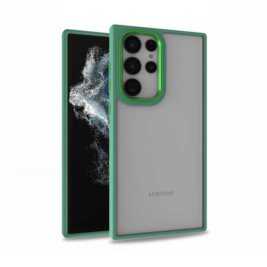 Galaxy S22 Ultra Kılıf Zore Flora Kapak Yeşil