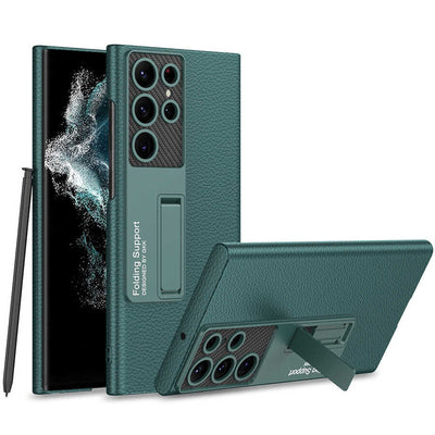 Galaxy S22 Ultra Kılıf Zore Kıpta Standlı Kapak Koyu Yeşil