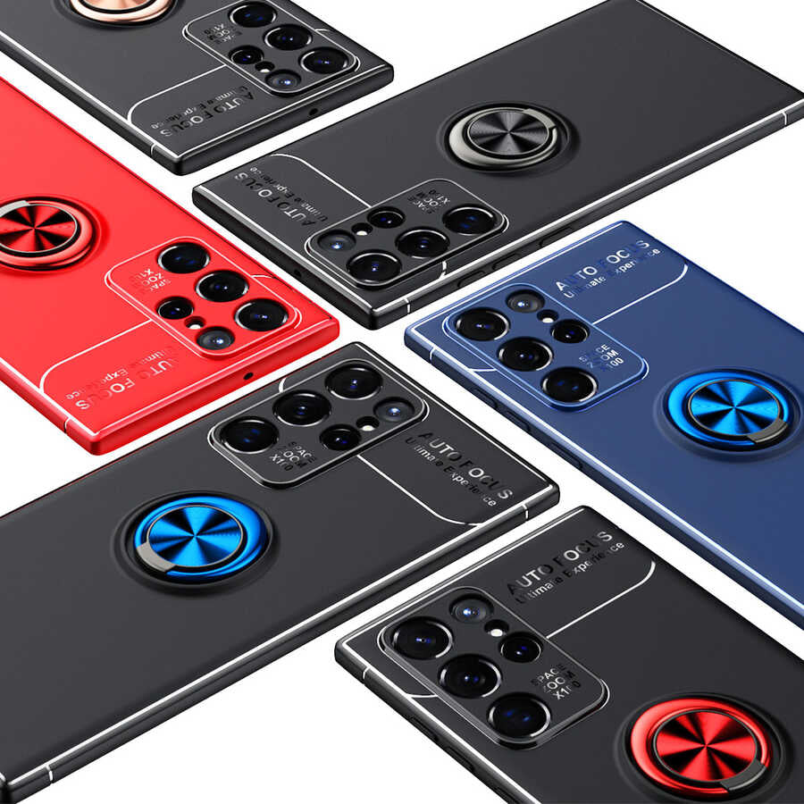 Galaxy S22 Ultra Kılıf Zore Ravel Silikon Kapak Siyah-Kırmızı