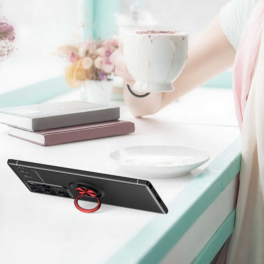 Galaxy S22 Ultra Kılıf Zore Ravel Silikon Kapak Siyah