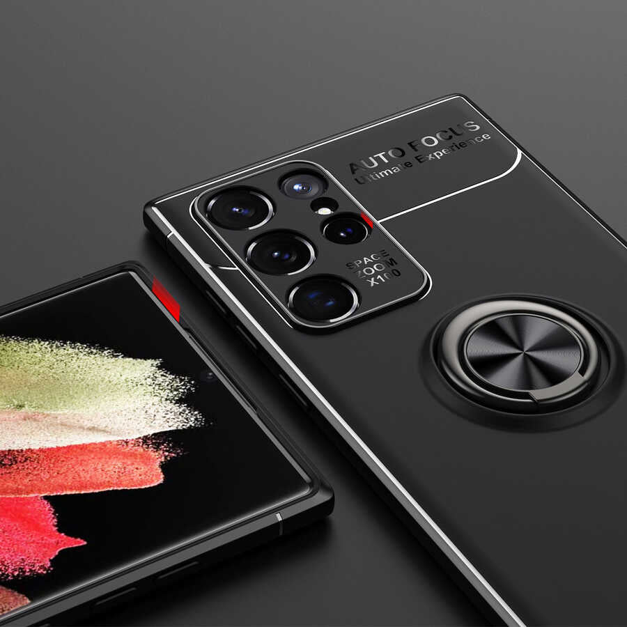 Galaxy S22 Ultra Kılıf Zore Ravel Silikon Kapak Siyah-Mavi