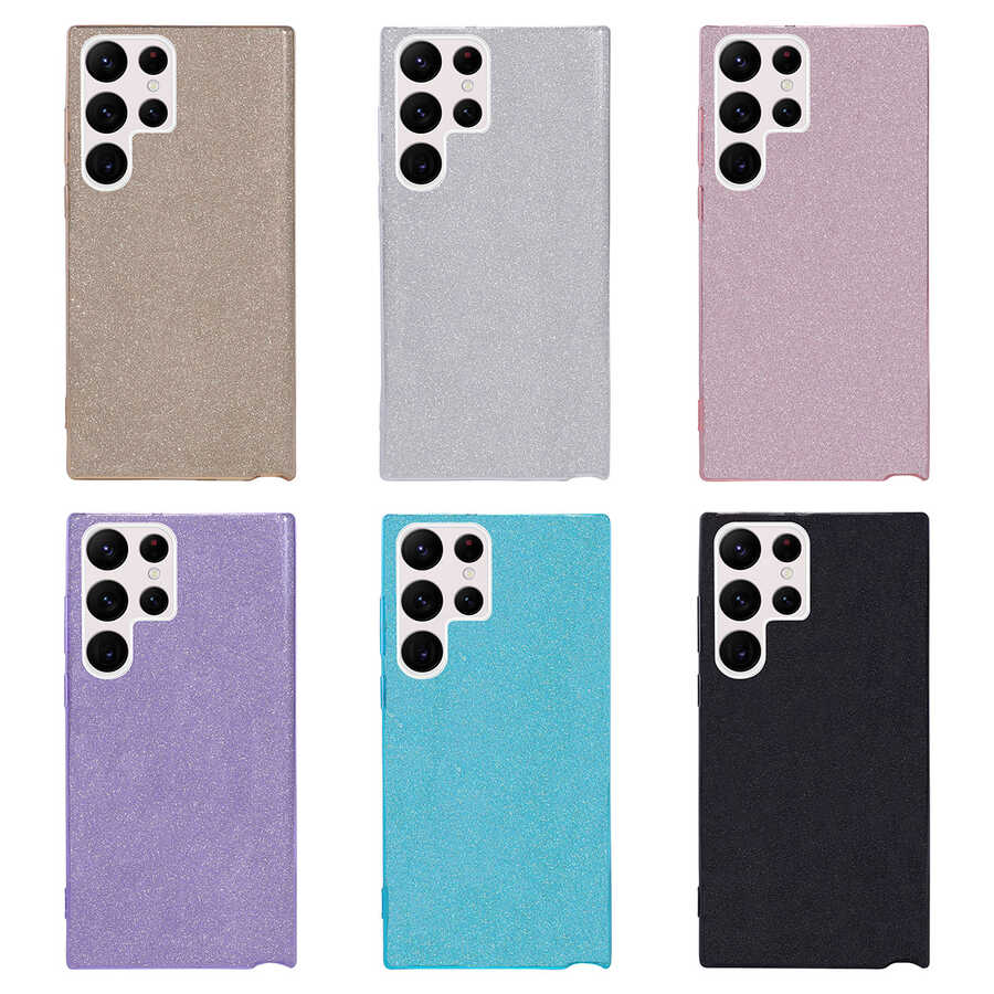 Galaxy S22 Ultra Kılıf Zore Shining Silikon Gold