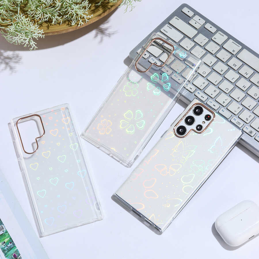 Galaxy S22 Ultra Kılıf Zore Sidney Desenli Sert Kapak Heart No1