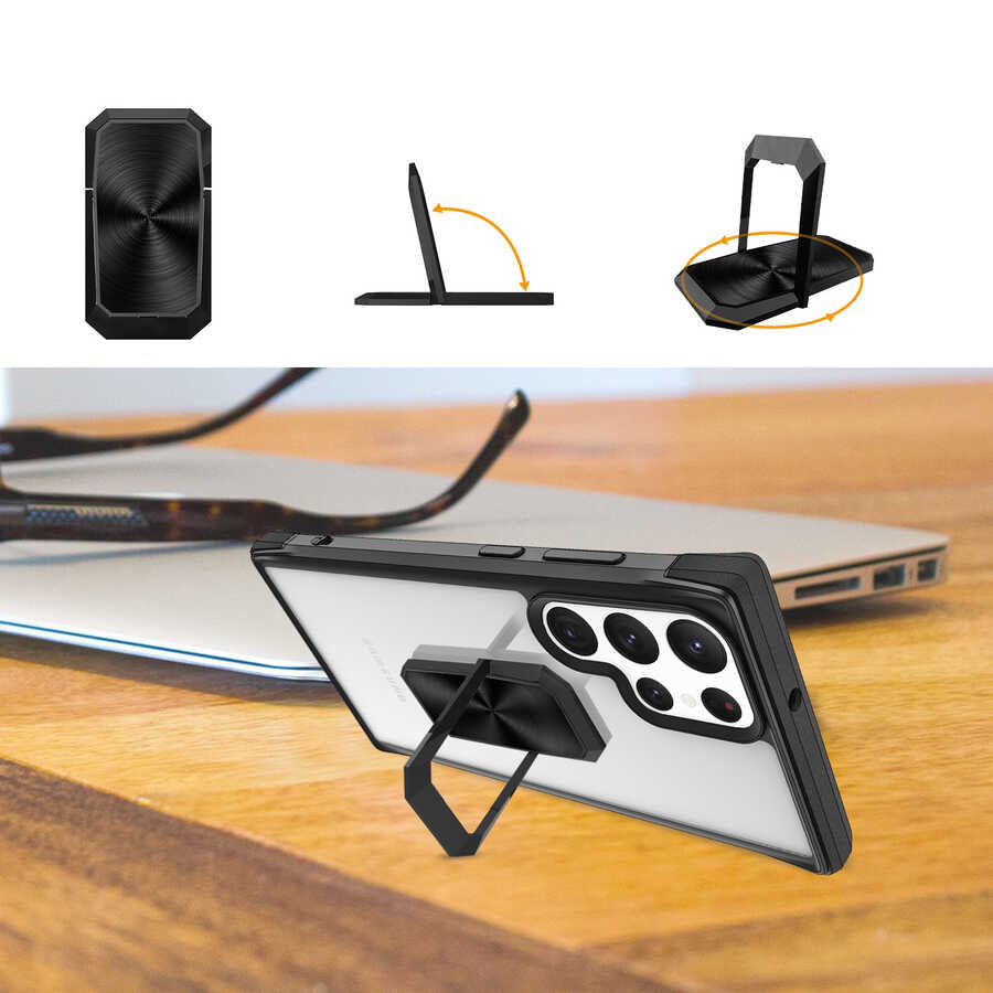 Galaxy S22 Ultra Kılıf Zore V-Bax Kapak Siyah