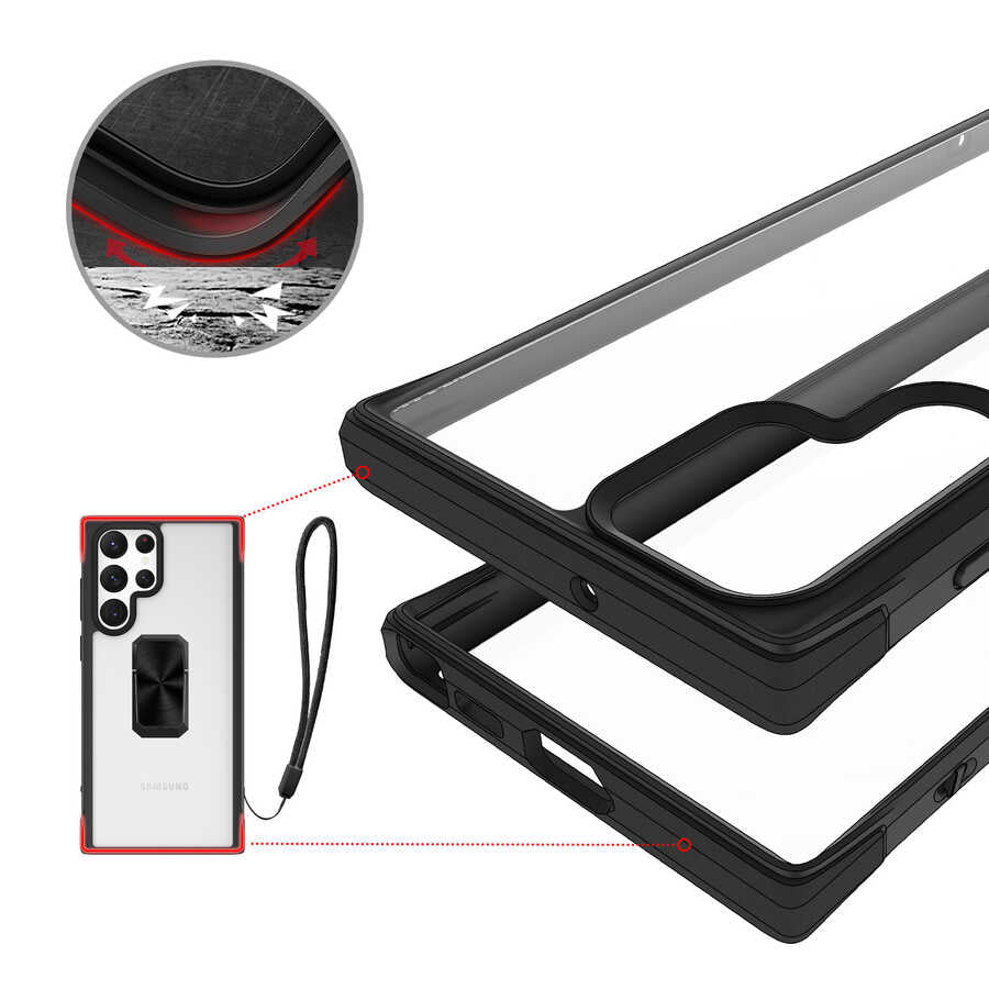 Galaxy S22 Ultra Kılıf Zore V-Bax Kapak Siyah