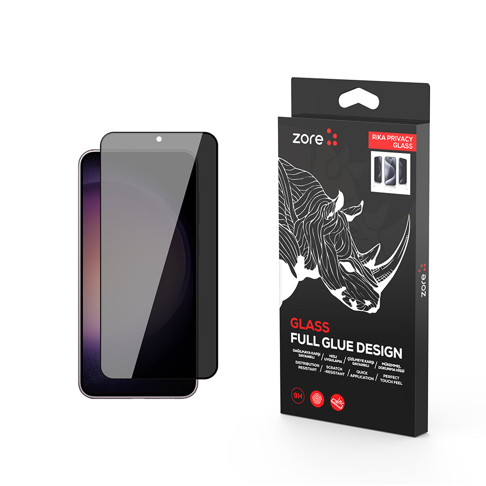 Galaxy S22 Zore Rika Premium Privacy Tempered Glass Screen Protector Black 