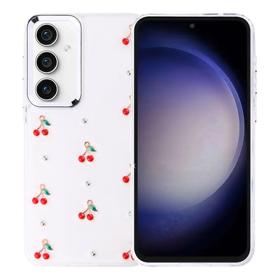 Galaxy S23 FE Kılıf Airbag Tasarımlı Simli Şeffaf Zore Kutup Kapak Kiraz