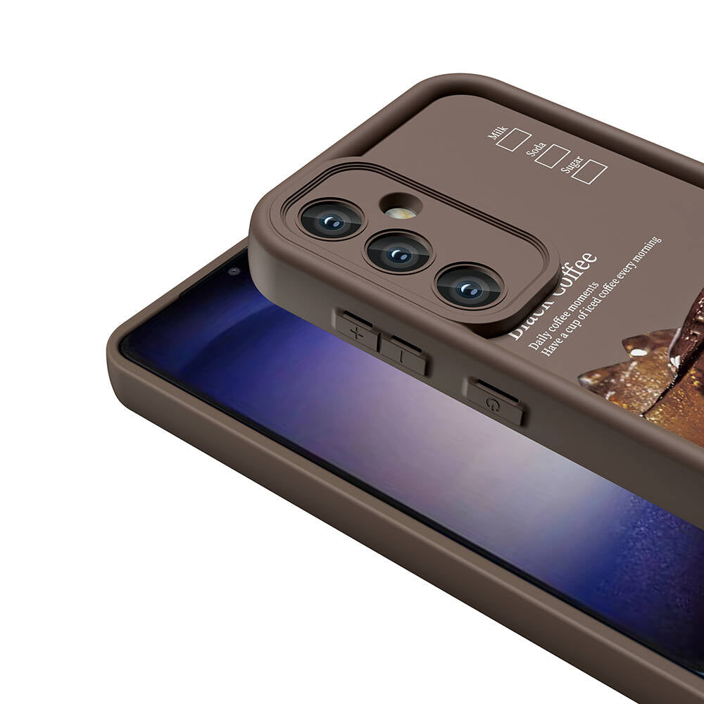 Galaxy S23 FE Kılıf Kamera Korumalı Baskılı Arka Yüzey Zore Klas Kapak Koyu Kahve