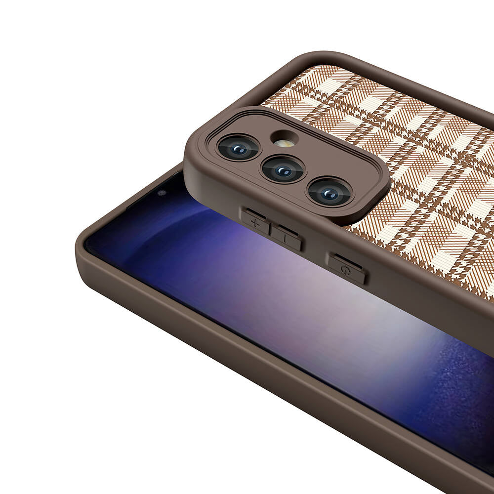 Galaxy S23 FE Kılıf Kamera Korumalı Baskılı Arka Yüzey Zore Klas Kapak Koyu Kahve