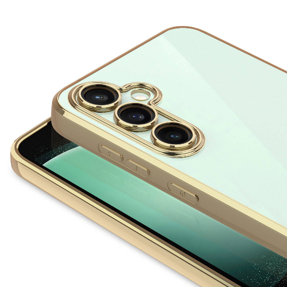 Galaxy S23 FE Kılıf Kamera Korumalı Logo Gösteren Zore Omega Kapak Gold