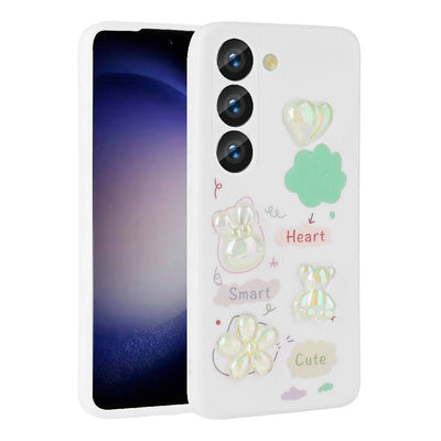Galaxy S23 Kılıf Kabartma Figürlü Parlak Zore Toys Silikon Kapak Beyaz
