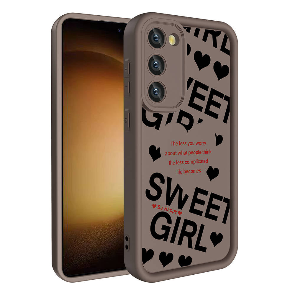 Galaxy S23 Kılıf Kamera Korumalı Baskılı Arka Yüzey Zore Klas Kapak Açık Kahve