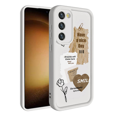 Galaxy S23 Kılıf Kamera Korumalı Baskılı Arka Yüzey Zore Klas Kapak Açık Kahve