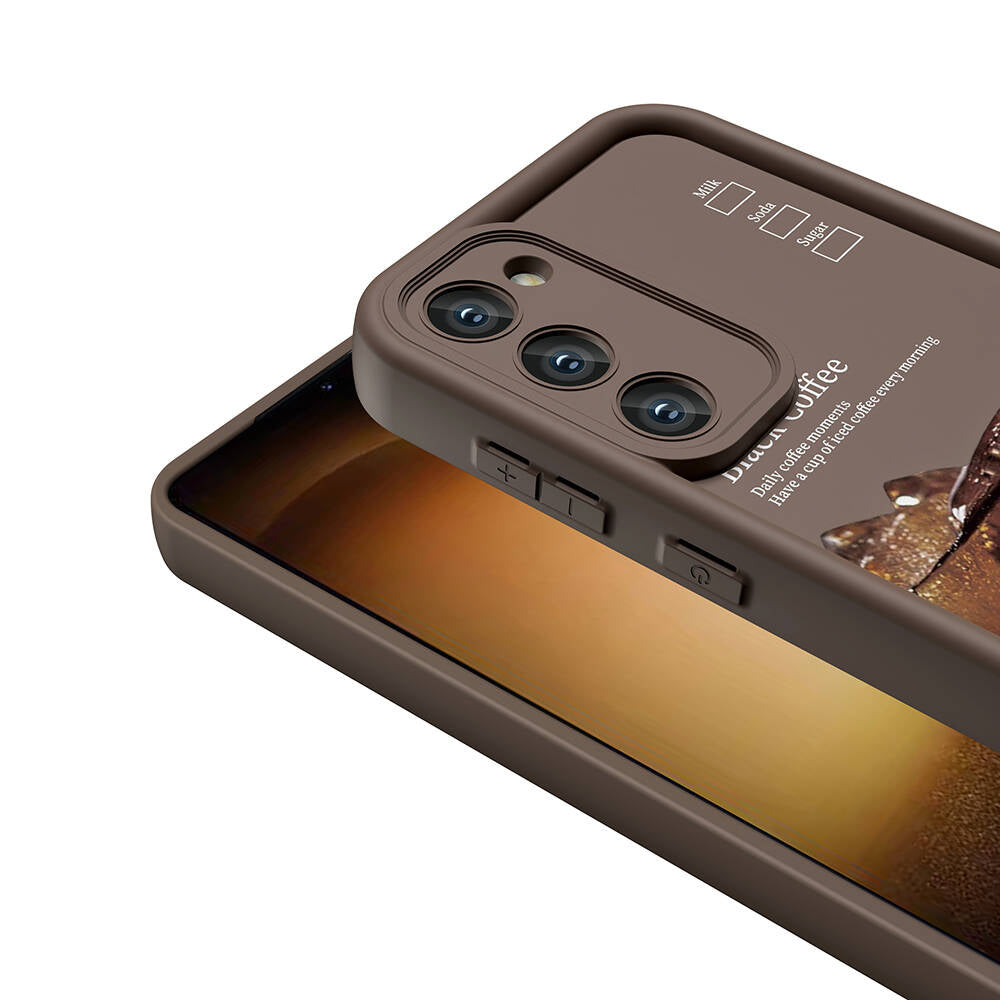 Galaxy S23 Kılıf Kamera Korumalı Baskılı Arka Yüzey Zore Klas Kapak Açık Kahve