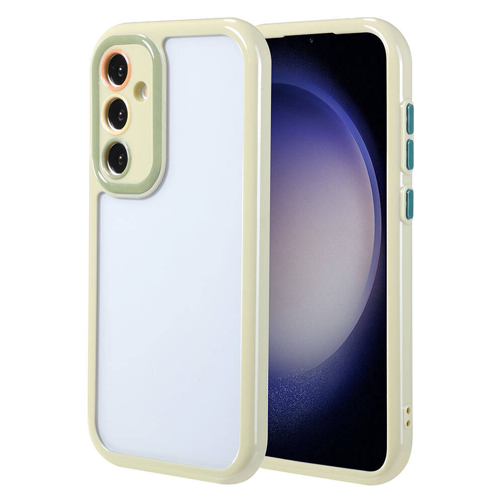 Galaxy S23 Kılıf Kamera Korumalı Renkli Kenar ve Çerçeve Tasarımlı Zore Vitamin Kapak Yeşil