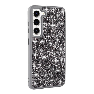 Galaxy S23 Kılıf Parlak Taşlı Tasarım Zore Pırlanta Kapak Gri