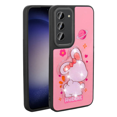 Galaxy S23 Kılıf Parlayan Kabartmalı İkonik Figürlü Zore Amas Silikon Kapak Pembe