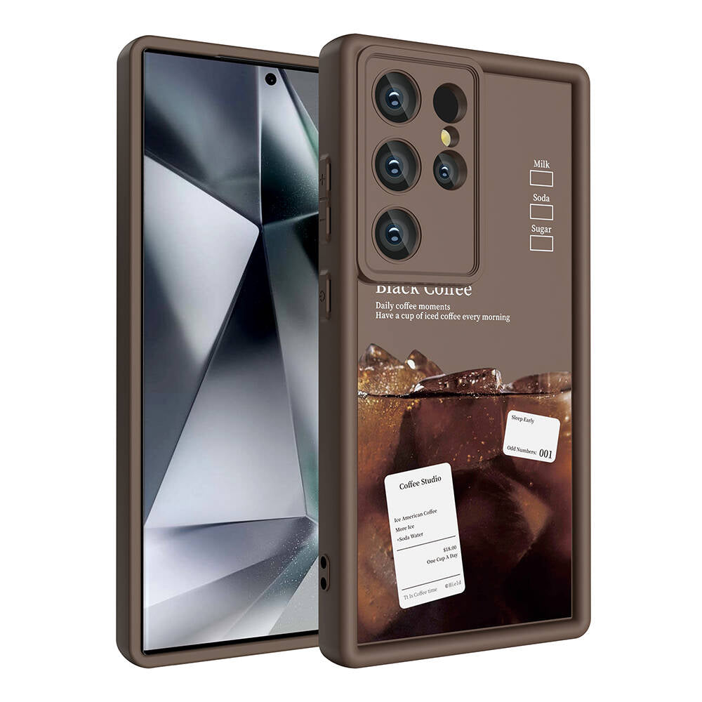 Galaxy S23 Ultra Kılıf Kamera Korumalı Baskılı Arka Yüzey Zore Klas Kapak Açık Kahve