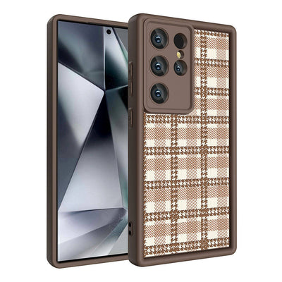 Galaxy S23 Ultra Kılıf Kamera Korumalı Baskılı Arka Yüzey Zore Klas Kapak Açık Kahve