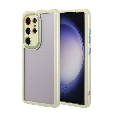 Galaxy S23 Ultra Kılıf Kamera Korumalı Renkli Kenar ve Çerçeve Tasarımlı Zore Vitamin Kapak Yeşil