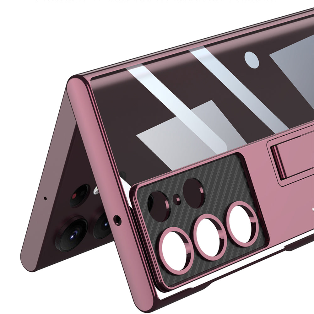 Galaxy S23 Ultra Kılıf Kamera Korumalı Şeffaf Tasarımlı Zore Lego Standlı Kapak Mavi