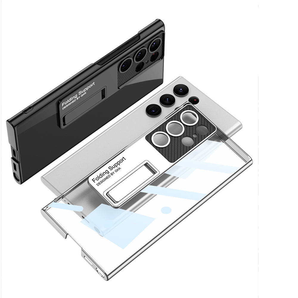 Galaxy S23 Ultra Kılıf Kamera Korumalı Şeffaf Tasarımlı Zore Lego Standlı Kapak Mavi