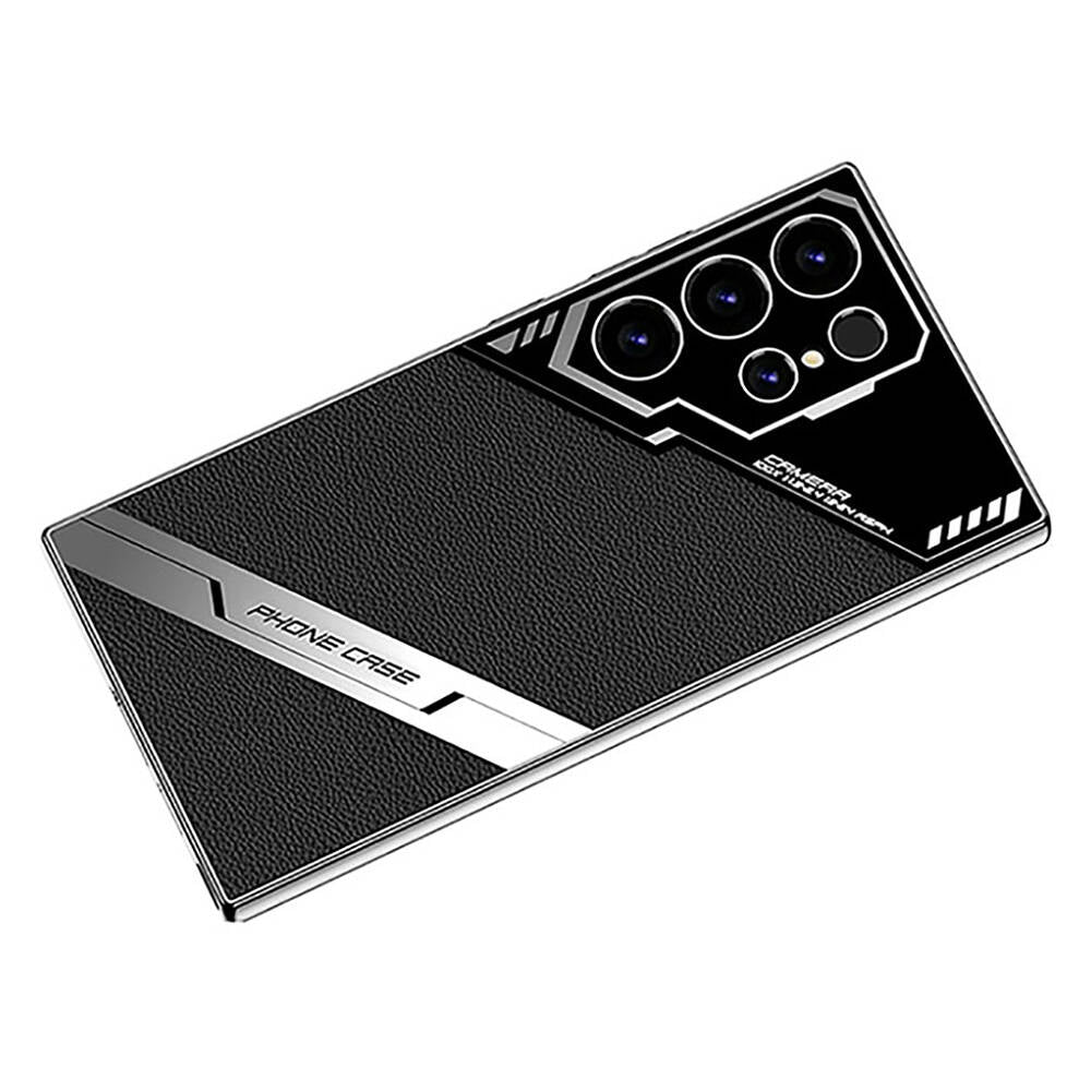 Galaxy S23 Ultra Kılıf Kamera Korumalı Suni Deri Tasarım Zore Yeni Seri Procase Kapak Titanyum-Gri