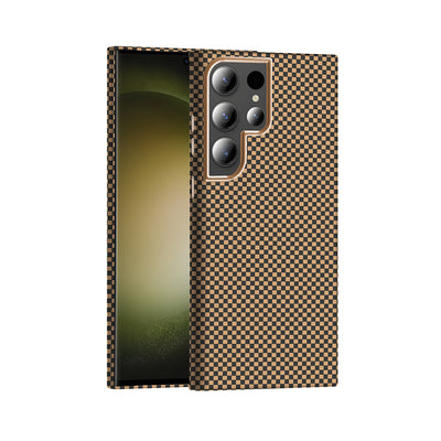 Galaxy S23 Ultra Kılıf M-safe Şarj Özellikli Karbon Fiber Görünümlü Zore Gros Kapak Desert Titanyum