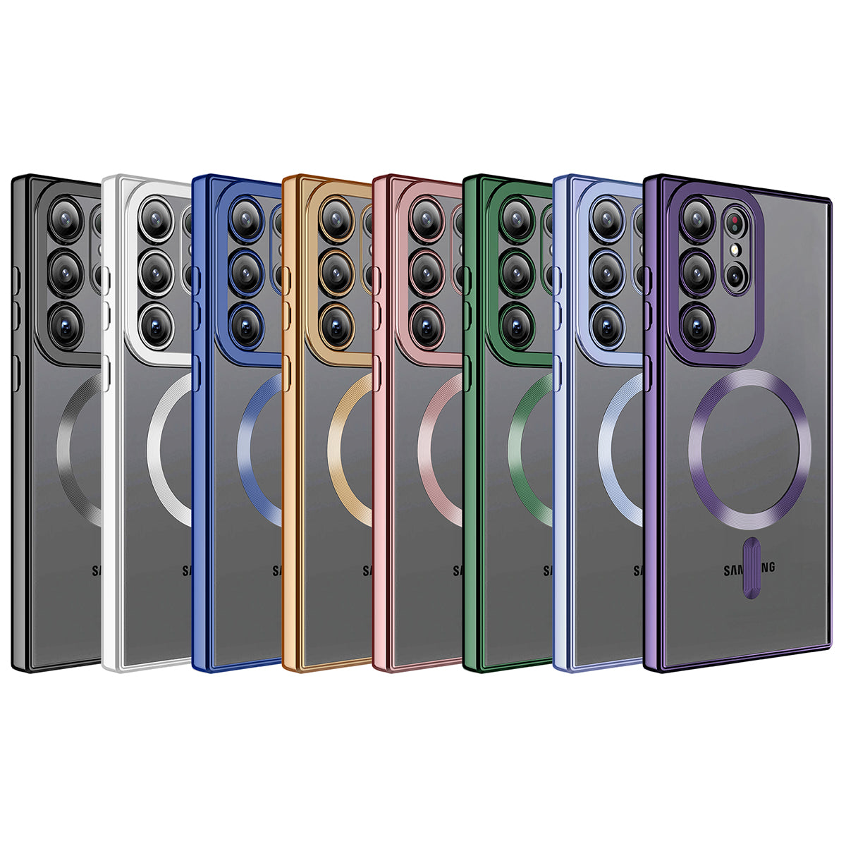 Galaxy S23 Ultra Kılıf M-safe Wireless Şarj Özellikli Zore Setro Silikon Koyu Yeşil