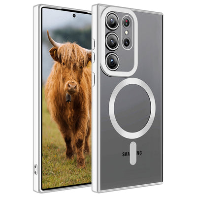 Galaxy S23 Ultra Kılıf M-safe Wireless Şarj Özellikli Zore Setro Silikon Gümüş