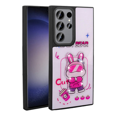 Galaxy S23 Ultra Kılıf Parlayan Kabartmalı İkonik Figürlü Zore Amas Silikon Kapak Beyaz