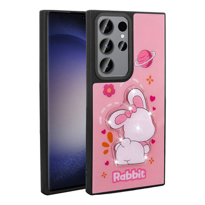 Galaxy S23 Ultra Kılıf Parlayan Kabartmalı İkonik Figürlü Zore Amas Silikon Kapak Mor