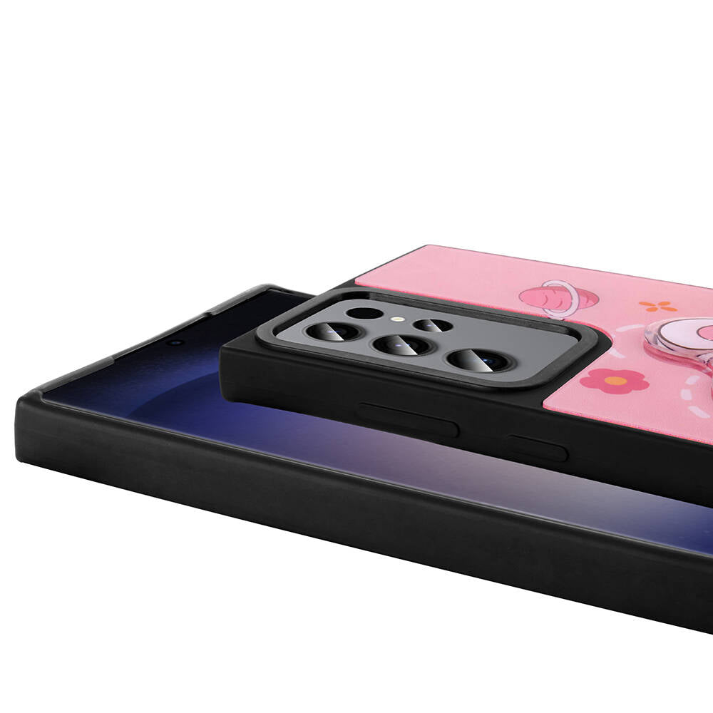 Galaxy S23 Ultra Kılıf Parlayan Kabartmalı İkonik Figürlü Zore Amas Silikon Kapak Mor