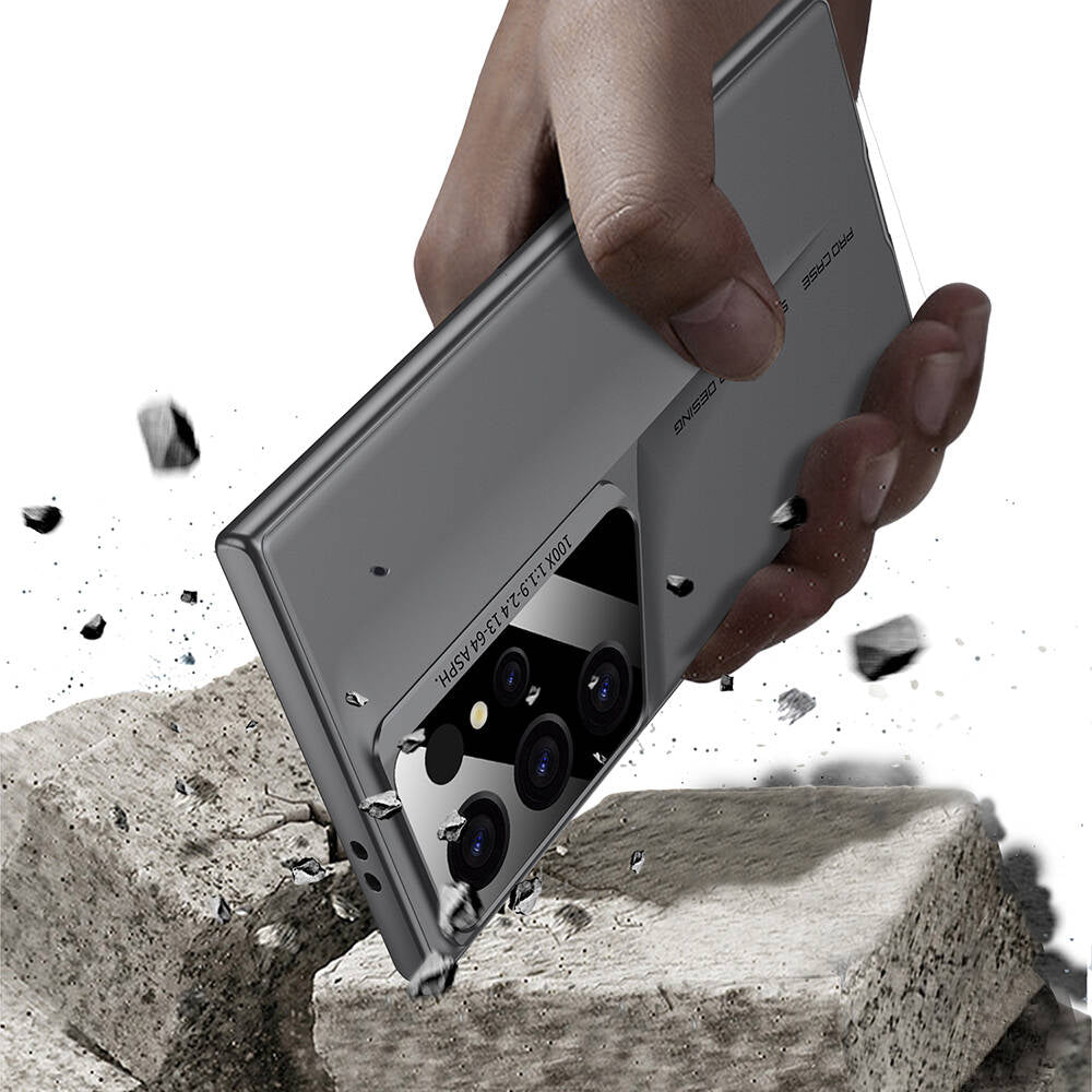 Galaxy S23 Ultra Kılıf Ultra İnce Kamera Korumalı Sert Rubber Zore Procase Kapak Gri