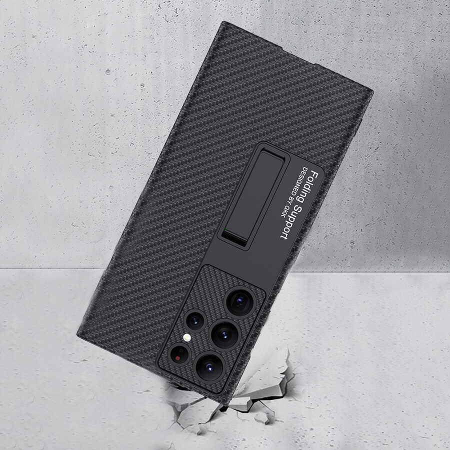 Galaxy S23 Ultra Kılıf Zore Kıpta Standlı Kapak Koyu Mor