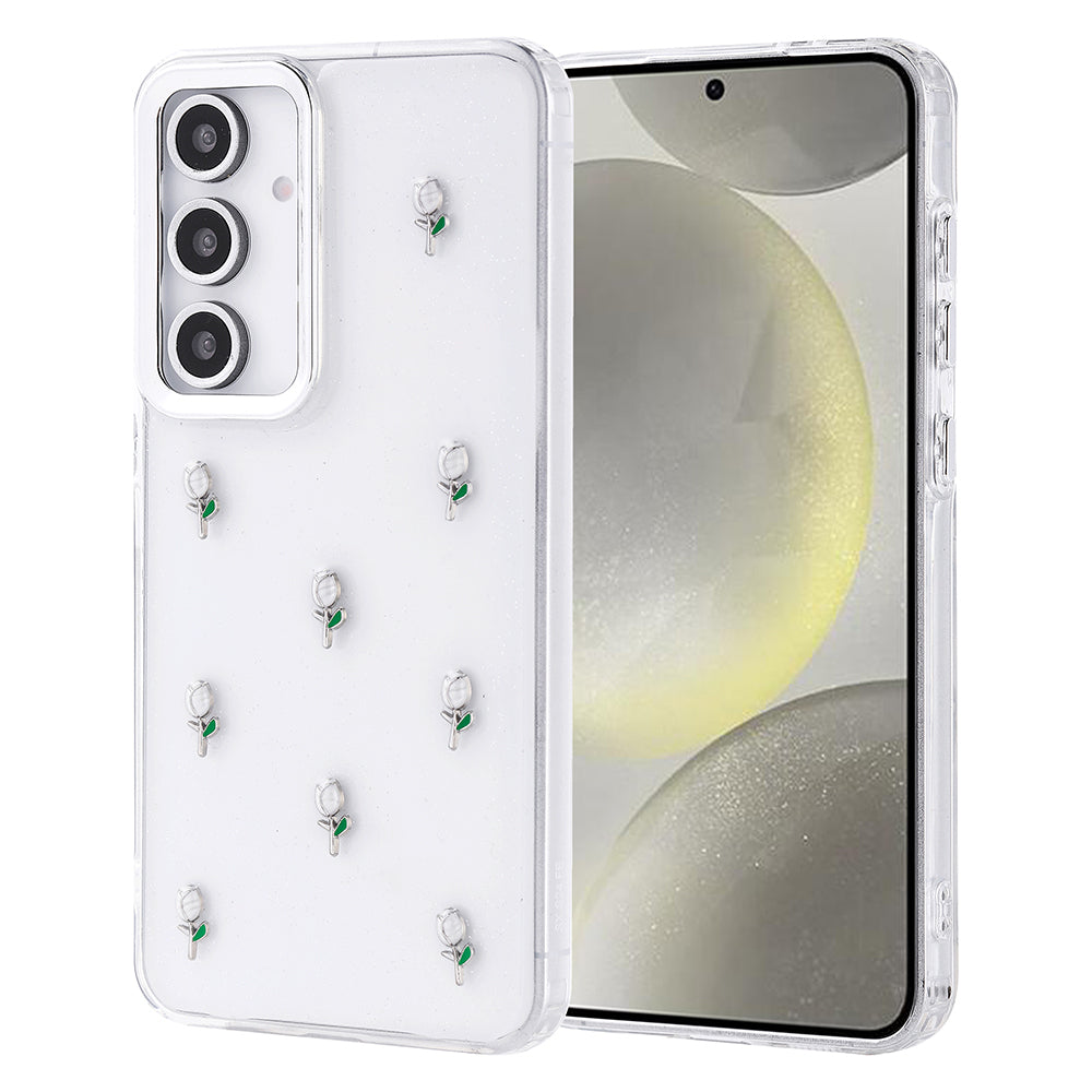 Galaxy S24 FE Kılıf Airbag Tasarımlı Simli Şeffaf Zore Kutup Kapak Lale