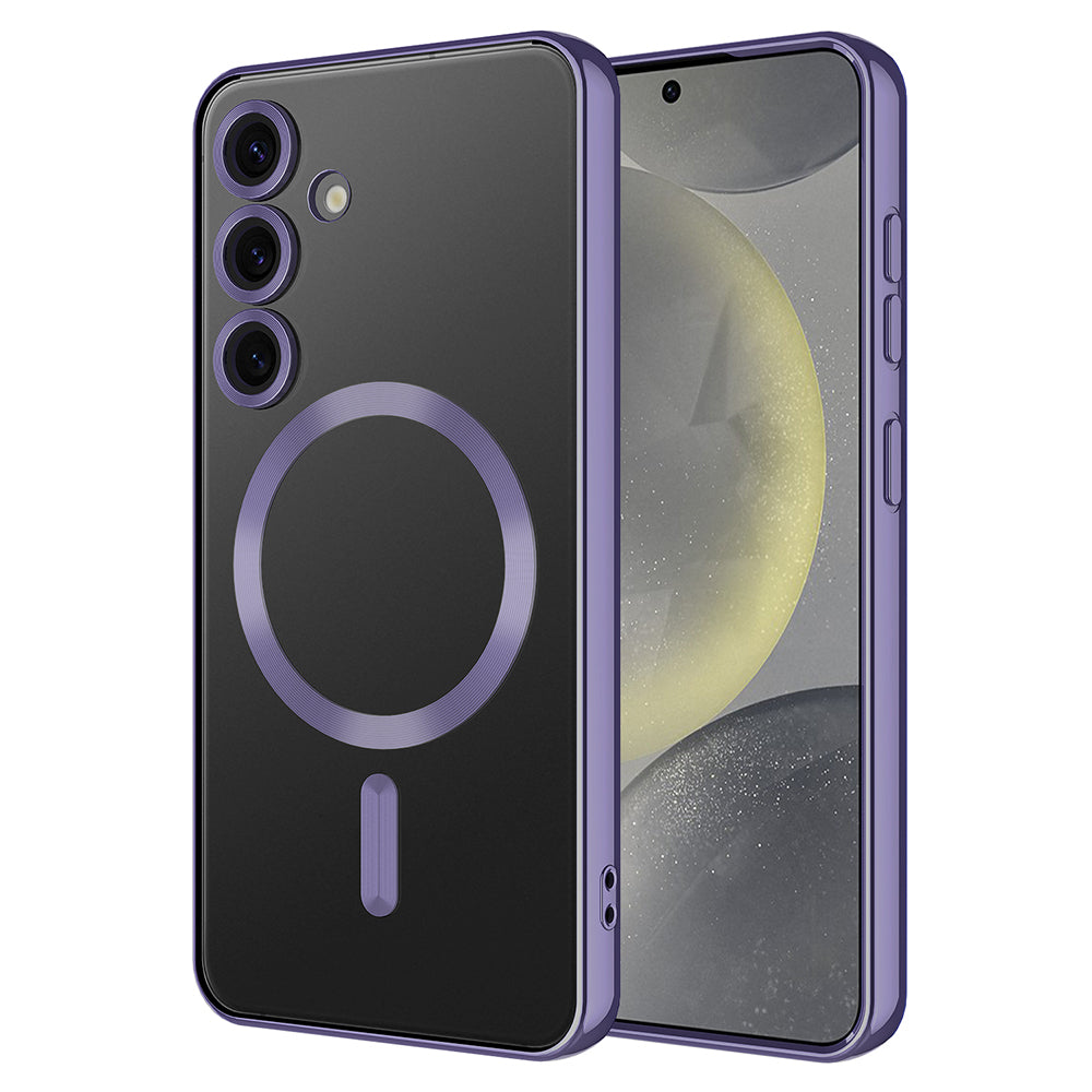 Galaxy S24 FE Kılıf Kamera Korumalı M-safe Wireless Şarj Özellikli Zore Demre Kapak Gümüş