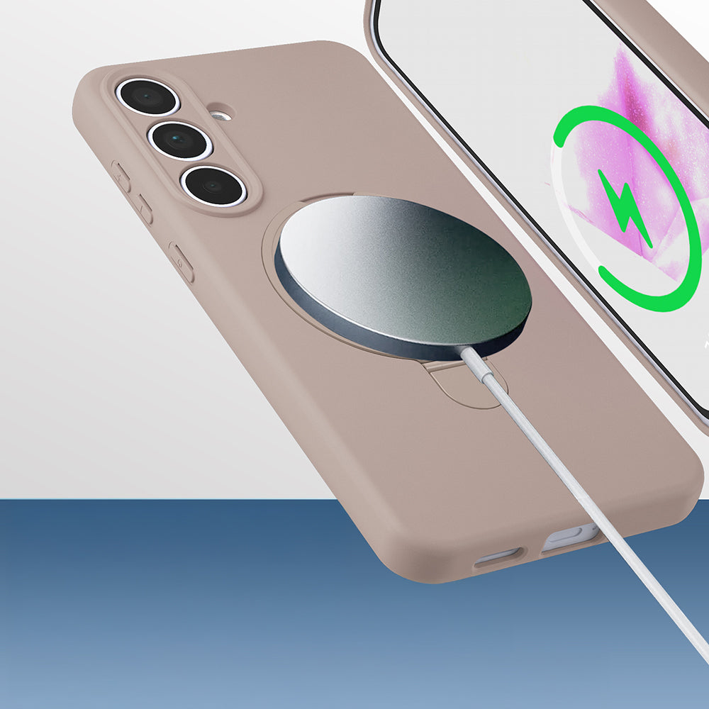 Galaxy S24 FE Kılıf M-safe Şarj Özellikli Standlı Zore Samara Kapak Lila