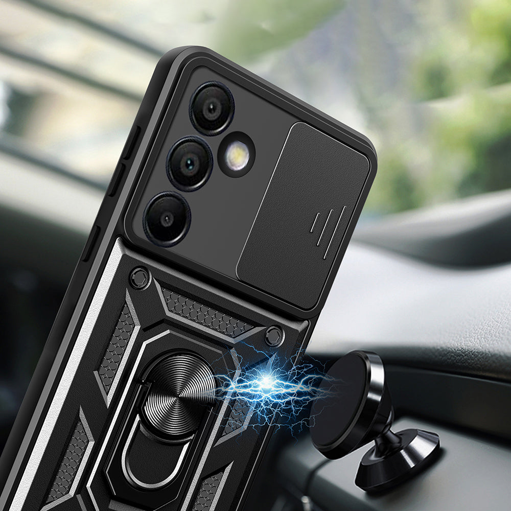 Galaxy S24 FE Kılıf Magnetik Standlı Kamera Korumalı Zore Sürgülü Vega Kapak Mavi