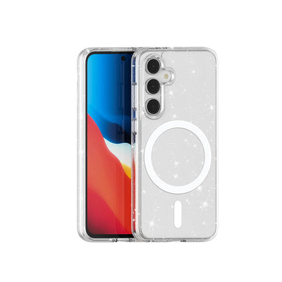 Galaxy S24 FE Kılıf M-safe Şarj Özellikli Parlayan Simli Saydam Renkli Zore Allstar Kapak Şeffaf