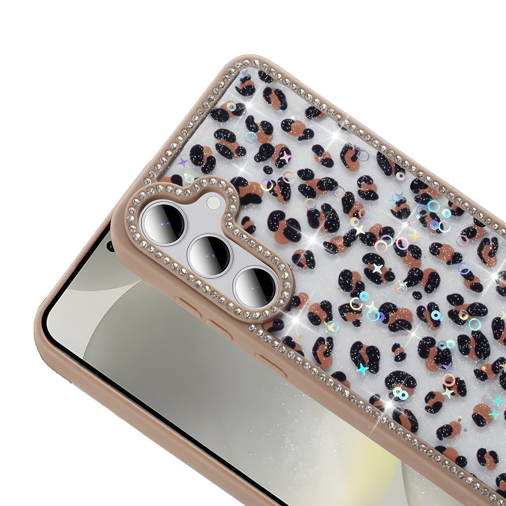 Galaxy S24 FE Kılıf Taşlı ve Simli Tasarım Zore Azra Kapak Pembe