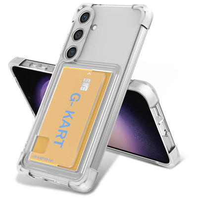 Galaxy S24 Kılıf Airbag Tasarımlı Şeffaf Kartlıklı Zore G-Kart Kapak Renksiz
